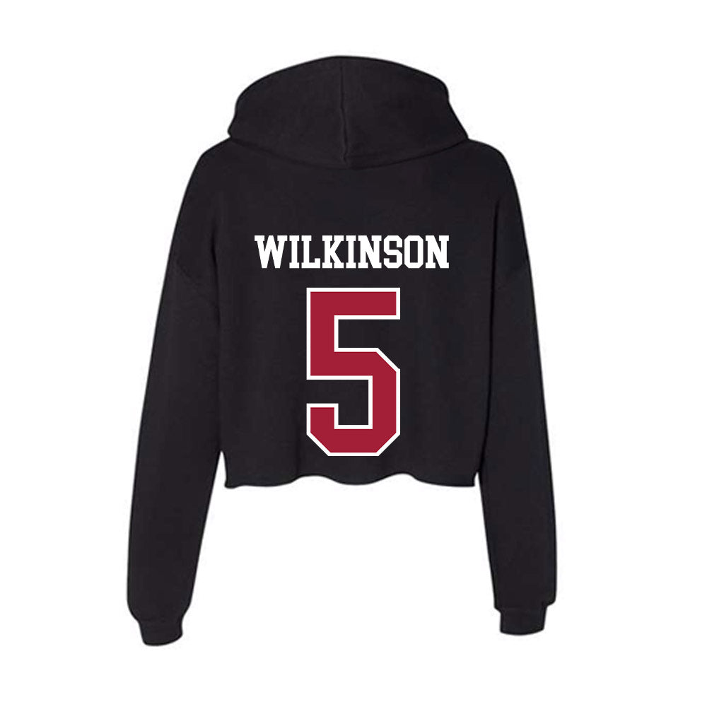 Arkansas - NCAA Men's Basketball : Jeremiah Wilkinson - Women's Crop Fleece Hooded Sweatshirt-1
