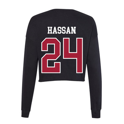 Arkansas - NCAA Women's Basketball : Aisha Hassan - Women's Cropped Crew Fleece-1