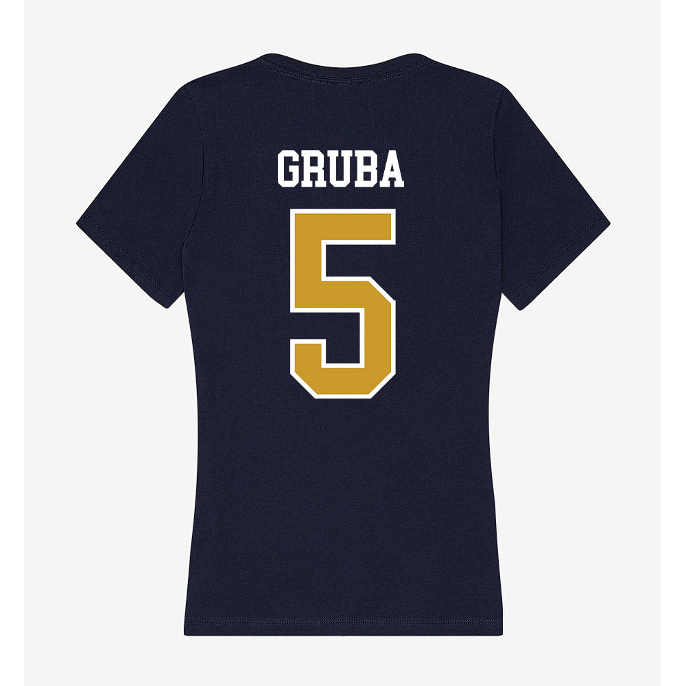 Notre Dame - NCAA Men's Ice Hockey : Leo Gruba - Women's V-Neck T-Shirt-1