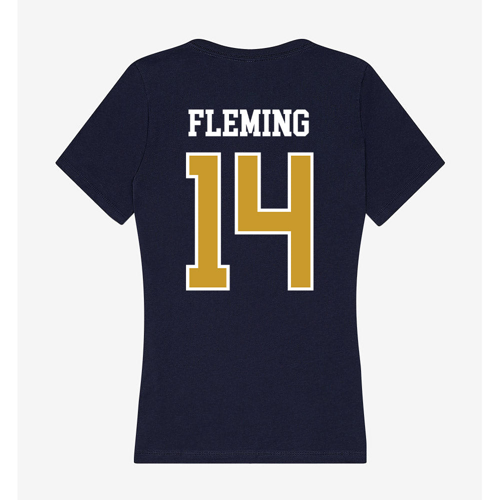 Notre Dame - NCAA Men's Ice Hockey : Maddox Fleming - Women's V-Neck T-Shirt-1