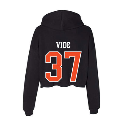 Virginia - NCAA Men's Basketball : Jan Vide - Women's Crop Fleece Hooded Sweatshirt-1