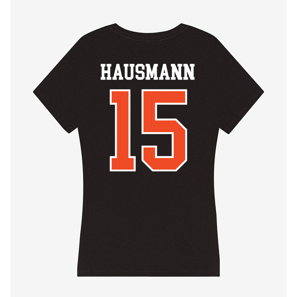 Virginia - NCAA Men's Lacrosse : Hudson Hausmann - Women's V-Neck T-Shirt-1