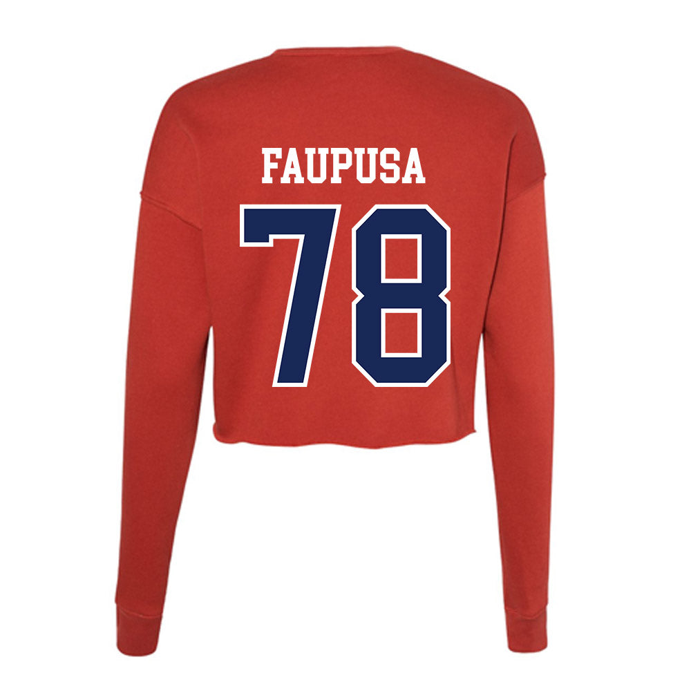 Arizona - NCAA Football : Manoah Faupusa - Women's Cropped Crew Fleece-1