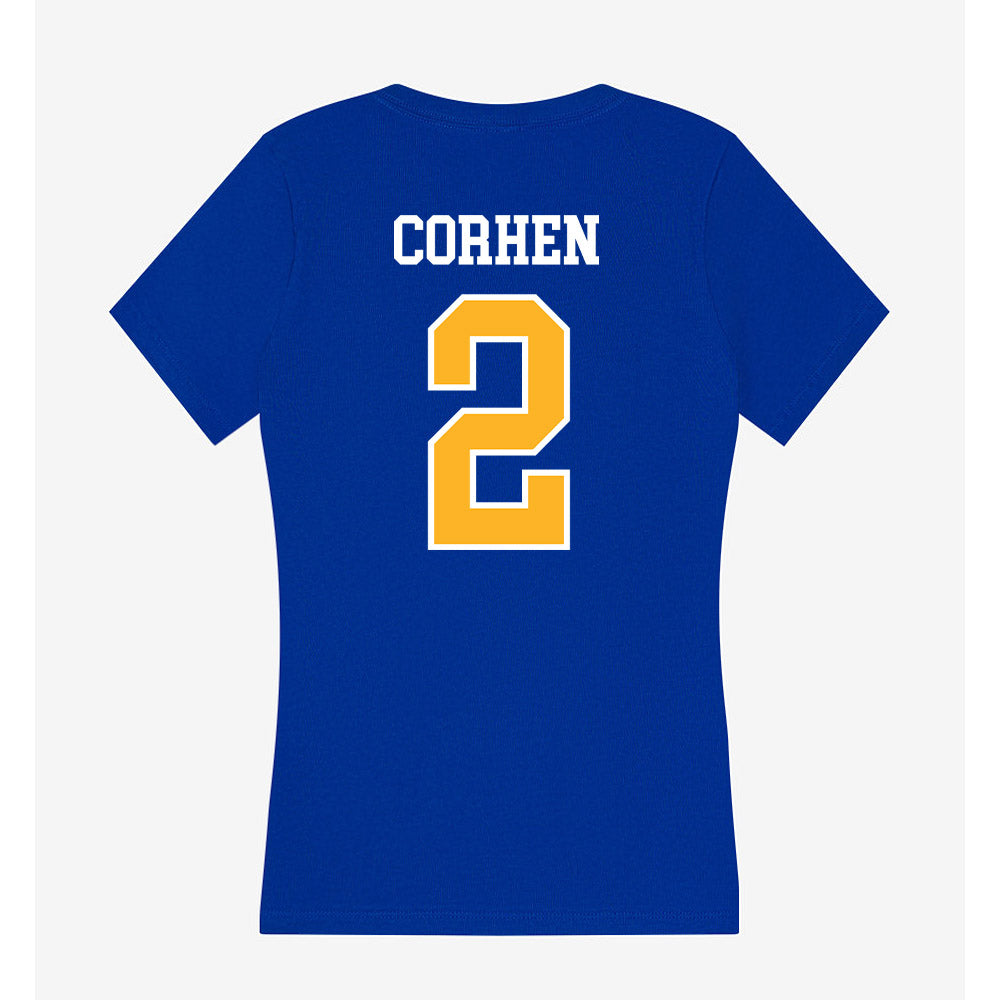 Pittsburgh - NCAA Men's Basketball : Cameron Corhen - Women's V-Neck T-Shirt-1