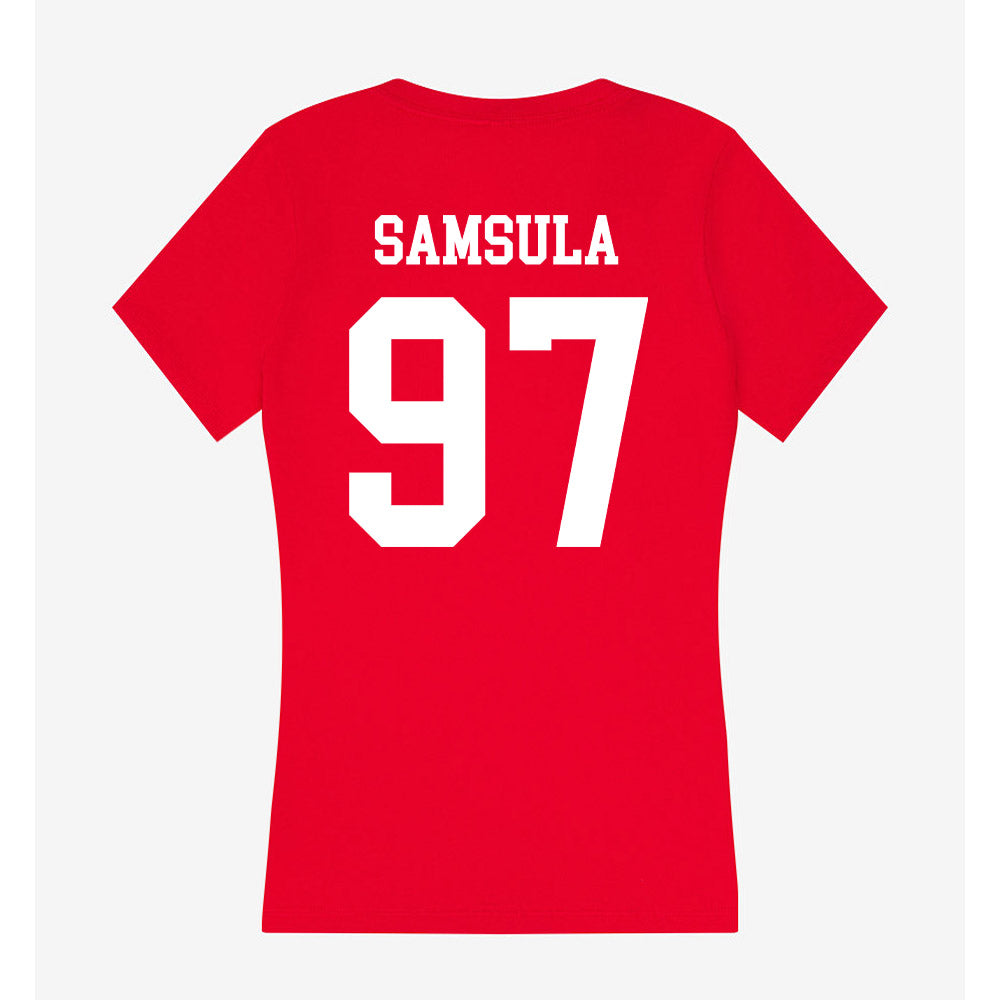 Utah - NCAA Football : Lucas Samsula - Women's V-Neck T-Shirt-1