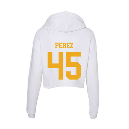West Virginia - NCAA Baseball : David Perez - Women's Crop Fleece Hoodie-1