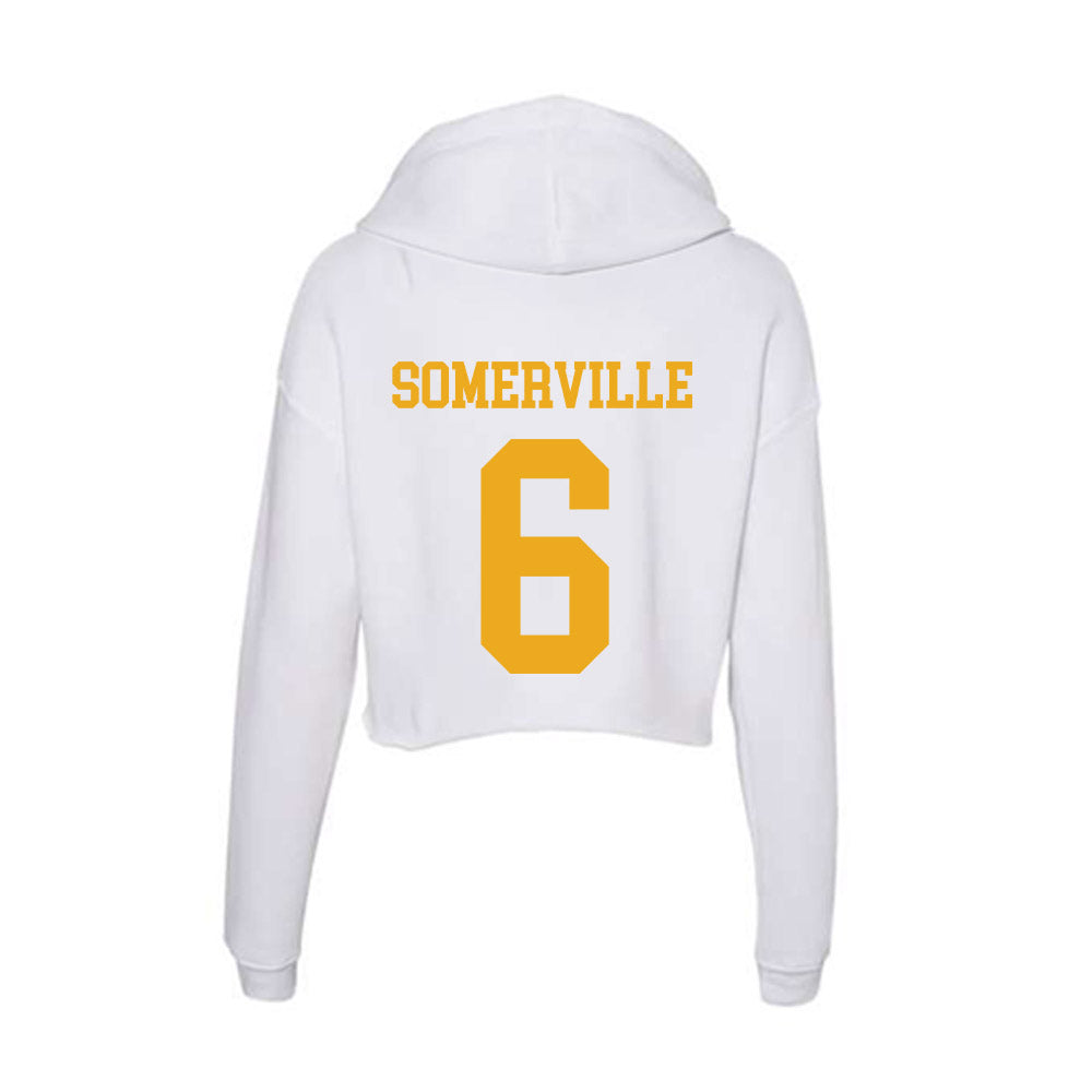 West Virginia - NCAA Men's Basketball : Martin Somerville - Women's Crop Fleece Hooded Sweatshirt-1