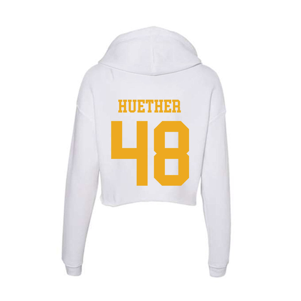 West Virginia - NCAA Baseball : JT Huether - Women's Crop Fleece Hoodie-1