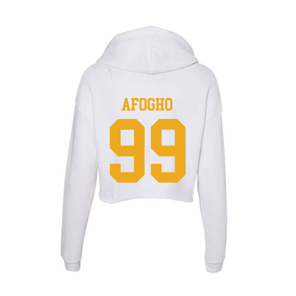 West Virginia - NCAA Football : David Afogho - Women's Crop Fleece Hooded Sweatshirt-1