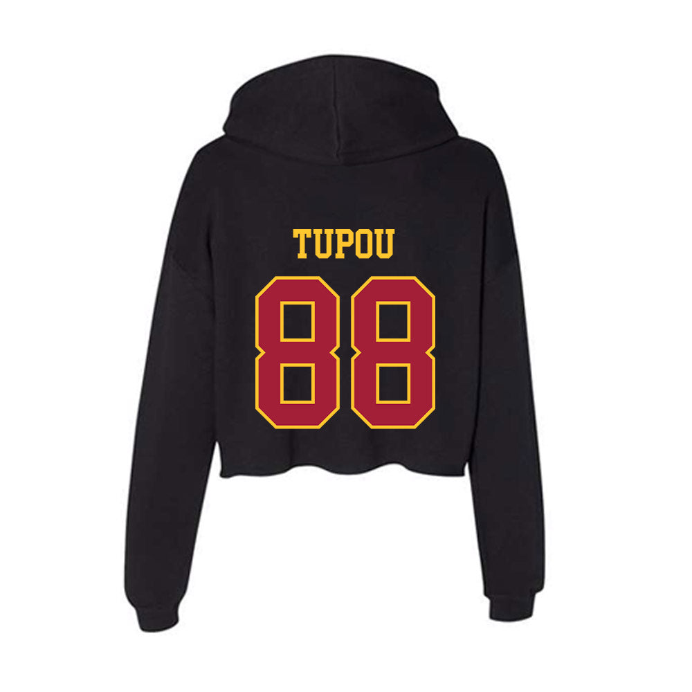 USC - NCAA Football : Taniela Tupou - Women's Crop Fleece Hoodie-1