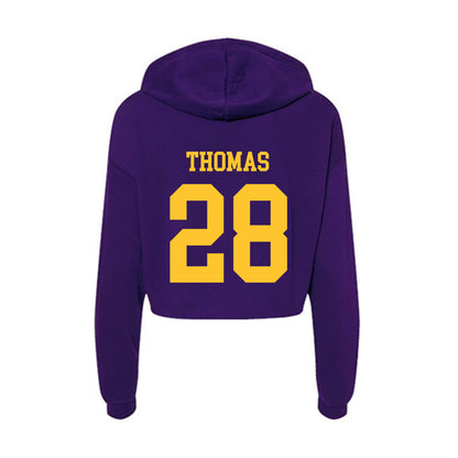 LSU - NCAA Football : Jhase Thomas - Women's Crop Fleece Hoodie-1