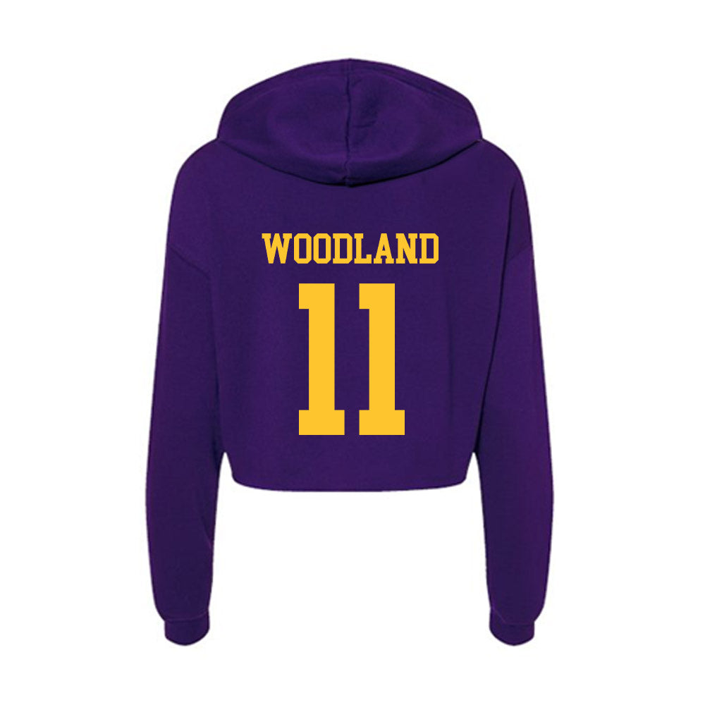 LSU - NCAA Football : PJ Woodland - Women's Crop Fleece Hooded Sweatshirt-1
