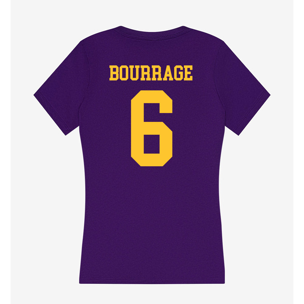 LSU - NCAA Women's Basketball : Divine Bourrage - Women's V-Neck T-Shirt-1