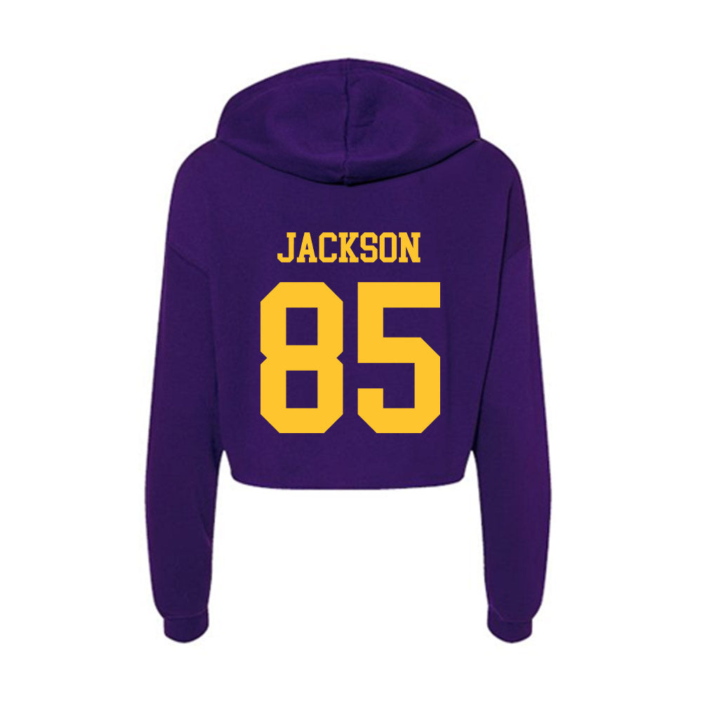 LSU - NCAA Football : Josh Jackson - Women's Crop Fleece Hooded Sweatshirt-1