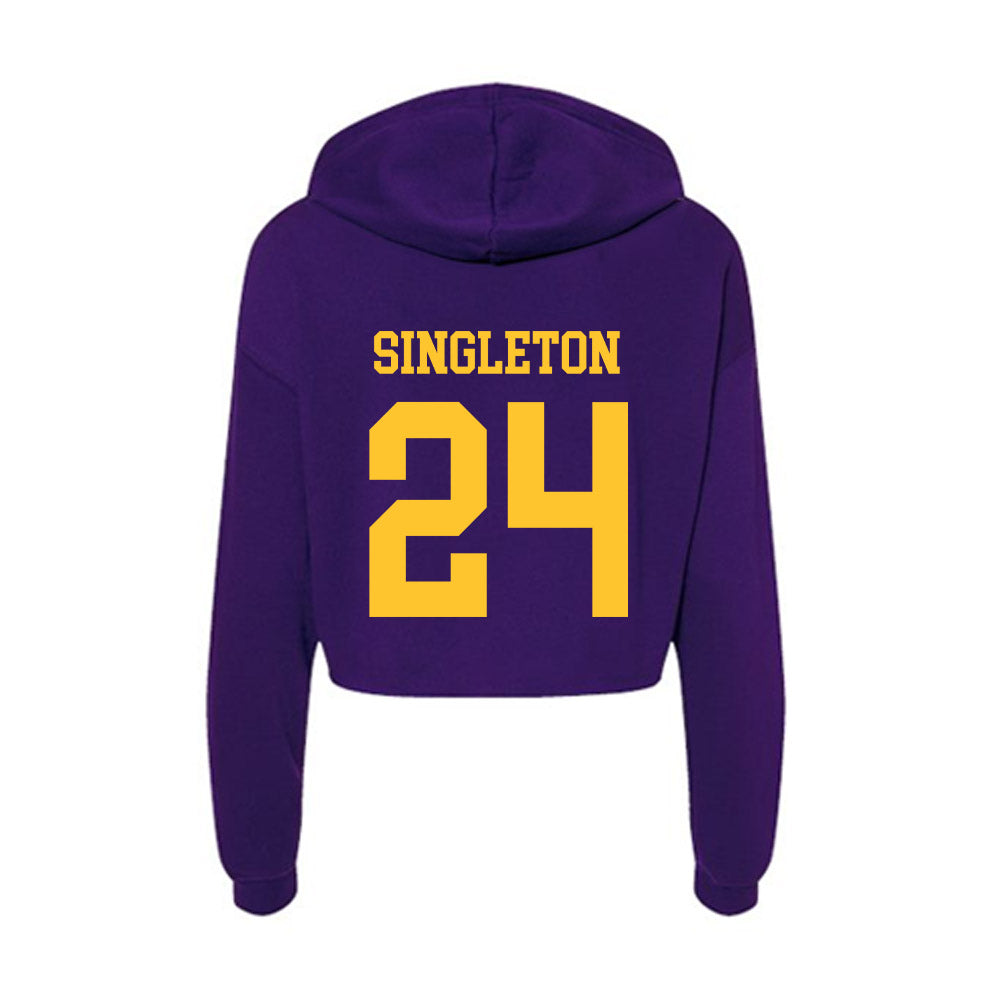 LSU - NCAA Football : Tylen Singleton - Women's Crop Fleece Hooded Sweatshirt-1