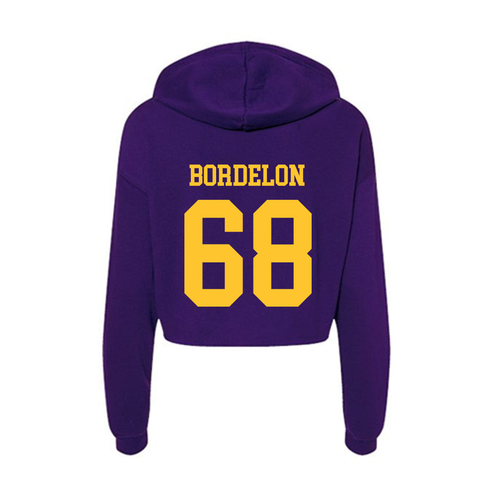 LSU - NCAA Football : Brett Bordelon - Women's Crop Fleece Hooded Sweatshirt-1