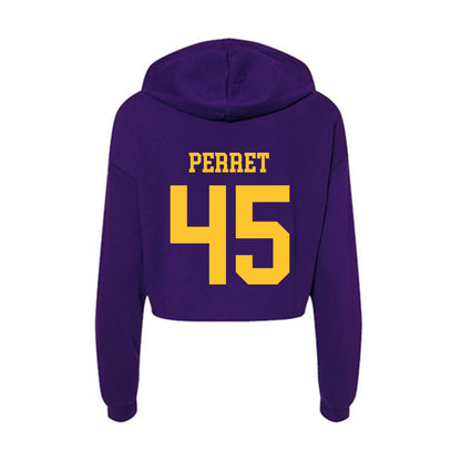LSU - NCAA Football : Sean Perret - Women's Crop Fleece Hooded Sweatshirt-1