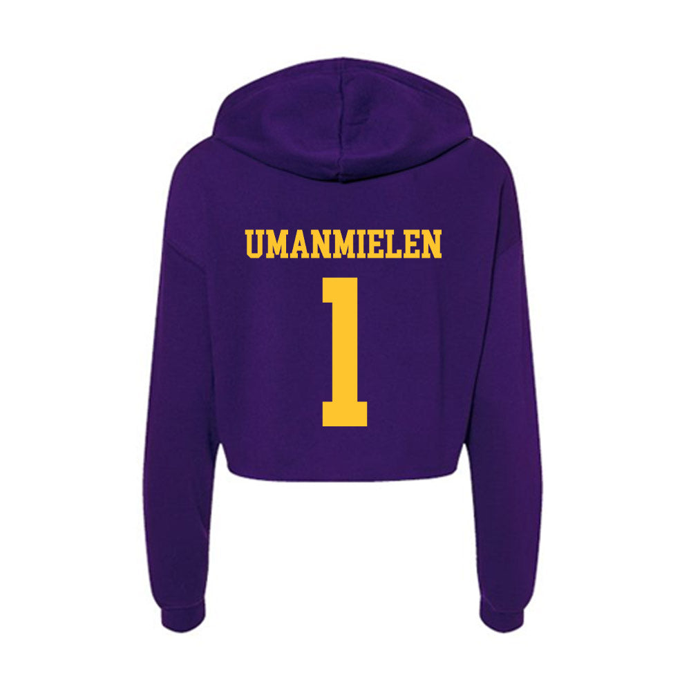 LSU - NCAA Football : Princewill Umanmielen - Women's Crop Fleece Hoodie-1