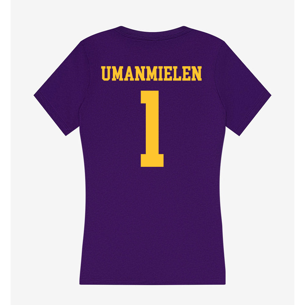 LSU - NCAA Football : Princewill Umanmielen - Women's V-Neck T-Shirt-1