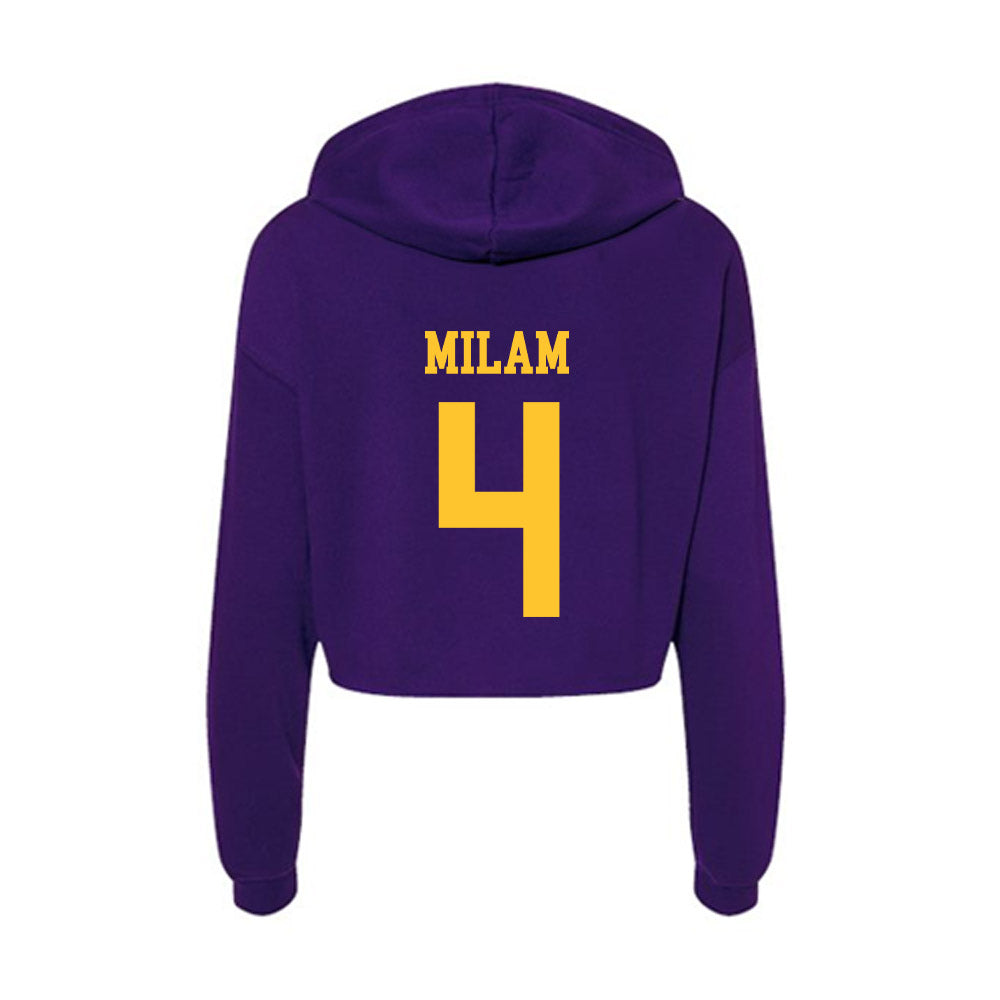 LSU - NCAA Baseball : Steven Milam - Women's Crop Fleece Hoodie-1