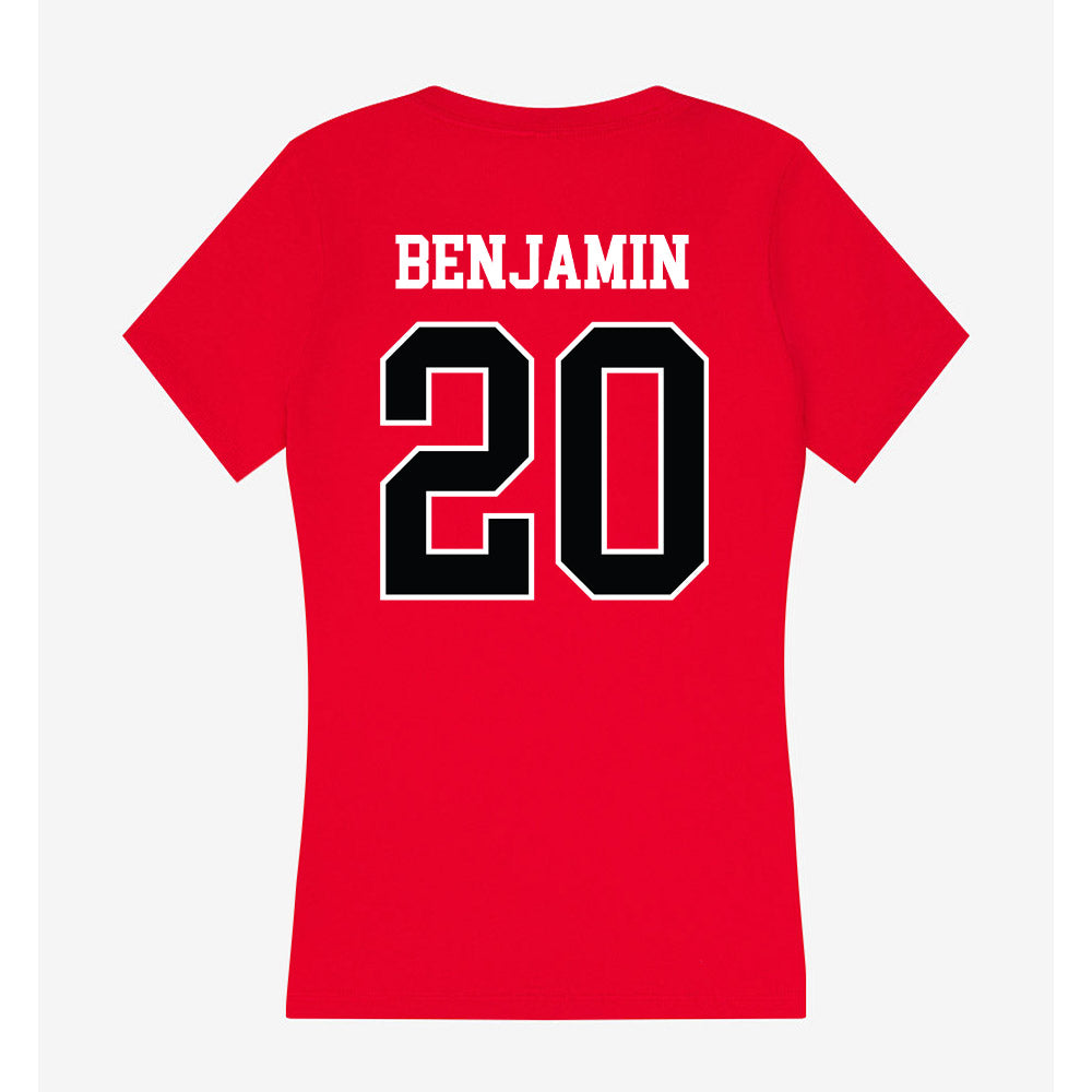 Rutgers - NCAA Football : Ja'shon Benjamin - Women's V-Neck T-Shirt-1