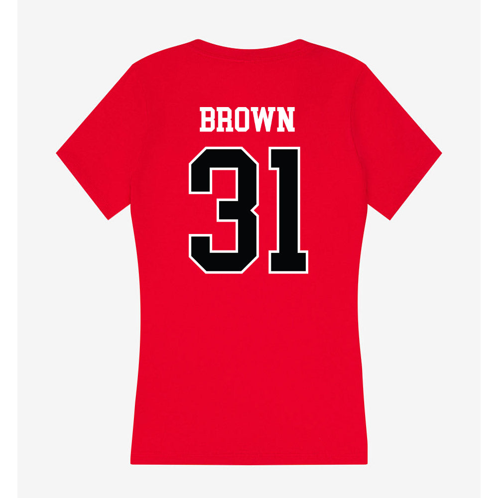 Rutgers - NCAA Men's Soccer : Logan Brown - Women's V-Neck T-Shirt-1