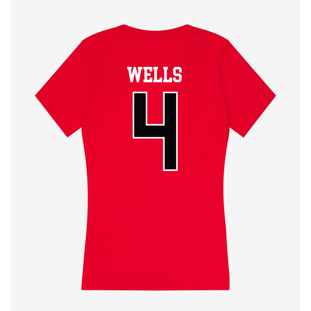 Rutgers - NCAA Baseball : Trey Wells - Women's V-Neck T-Shirt-1