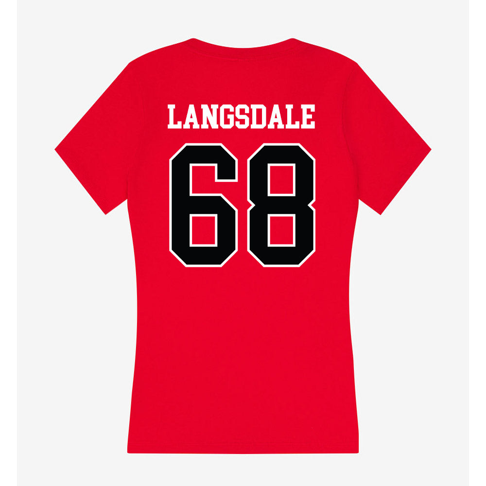 Rutgers - NCAA Football : Ryder Langsdale - Women's V-Neck T-Shirt-1