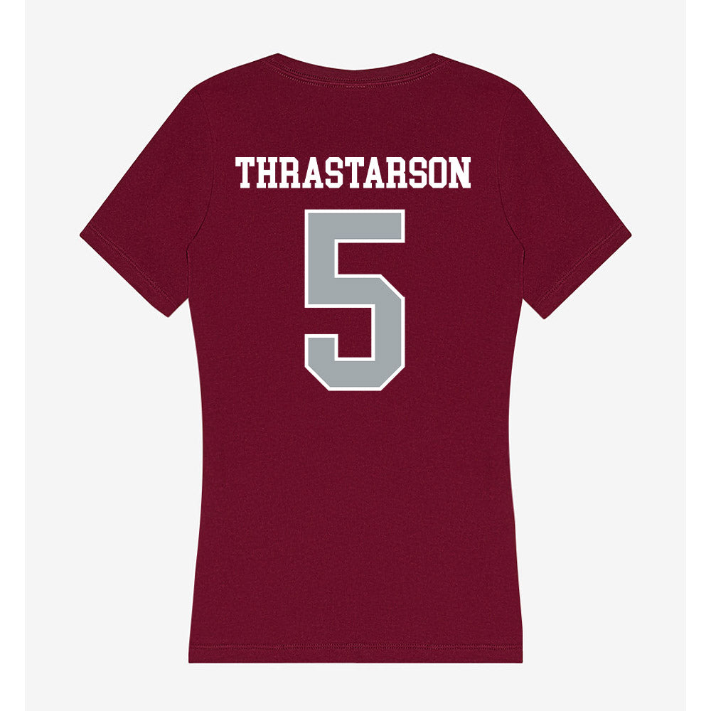 WSU - NCAA Men's Basketball : Tomas Thrastarson - Women's V-Neck T-Shirt-1
