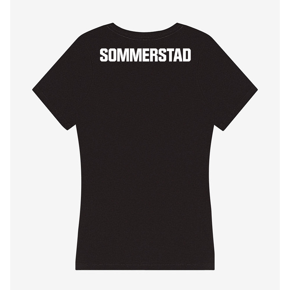Miami - NCAA Women's Swimming & Diving : Kate Sommerstad - Women's V-Neck T-Shirt-1