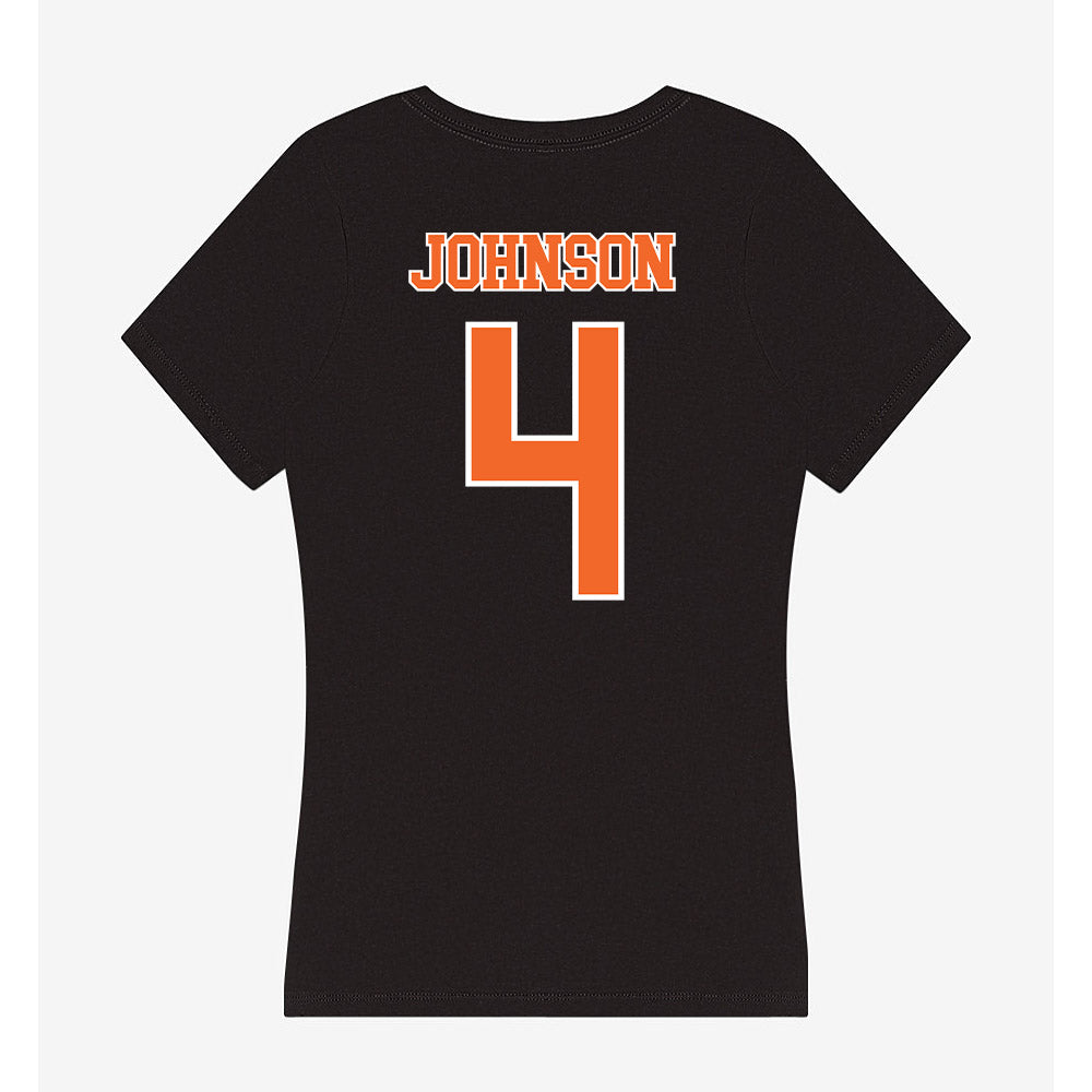 Clemson - NCAA Men's Basketball : Efrem Johnson - Women's V-Neck T-Shirt-1