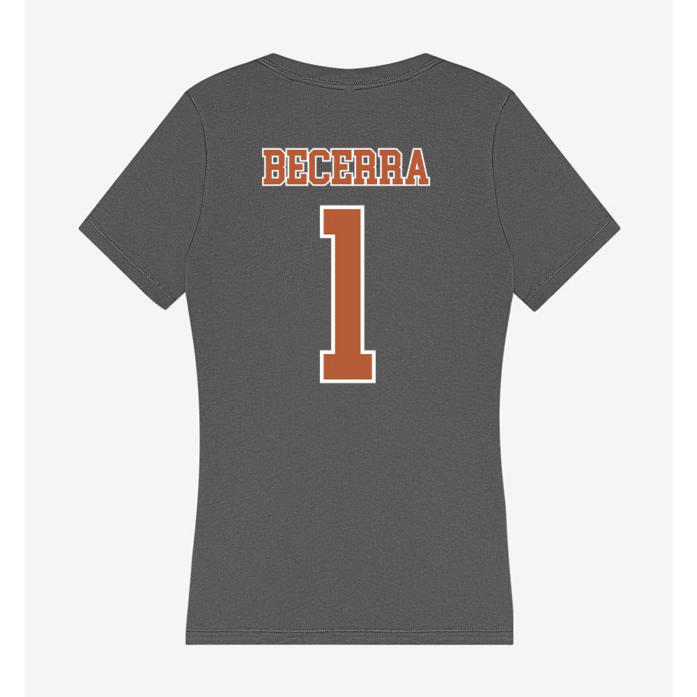 Texas - NCAA Baseball : Temo Becerra - Women's V-Neck T-Shirt-1