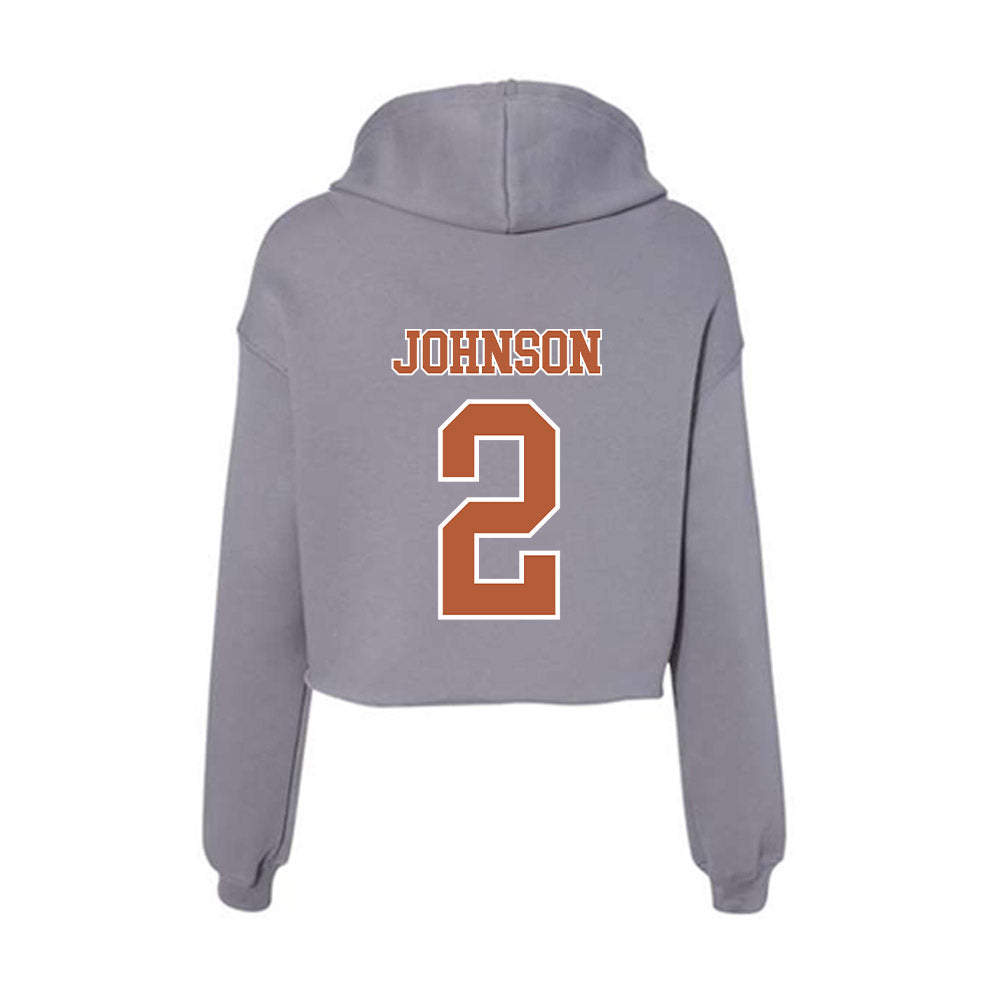 Texas - NCAA Men's Basketball : Isaiah Johnson - Classic Shersey Women's Crop Fleece Hooded Sweatshirt-1