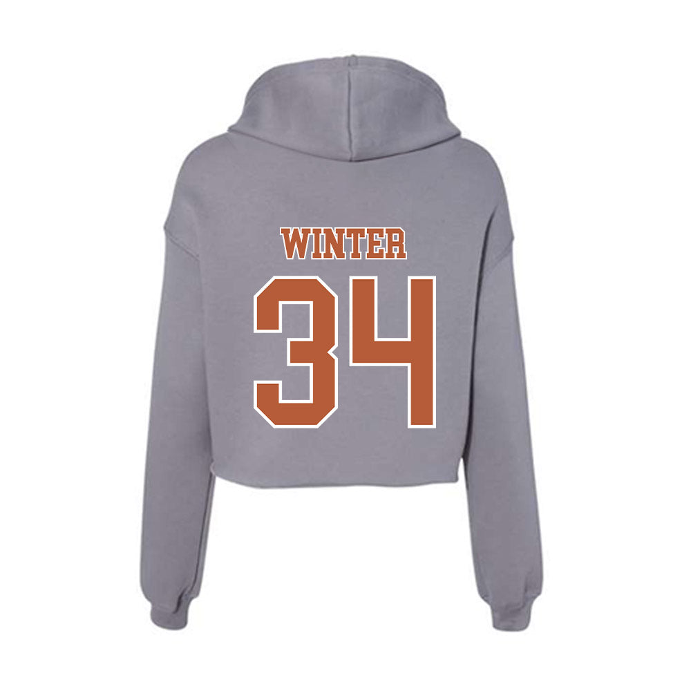 Texas - NCAA Baseball : Michael Winter - Women's Crop Fleece Hoodie-1