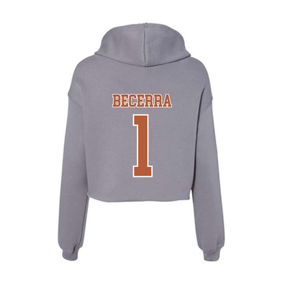Texas - NCAA Baseball : Temo Becerra - Women's Crop Fleece Hoodie-1