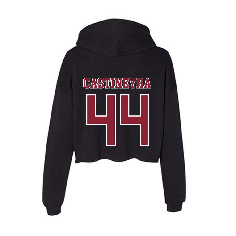 UMass - NCAA Men's Basketball : Rollie Castineyra - Women's Crop Fleece Hooded Sweatshirt-1