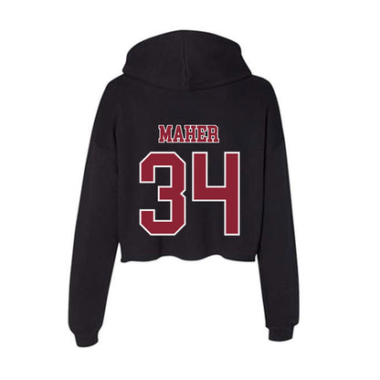 UMass - NCAA Men's Lacrosse : Liam Maher - Women's Crop Fleece Hooded Sweatshirt-1