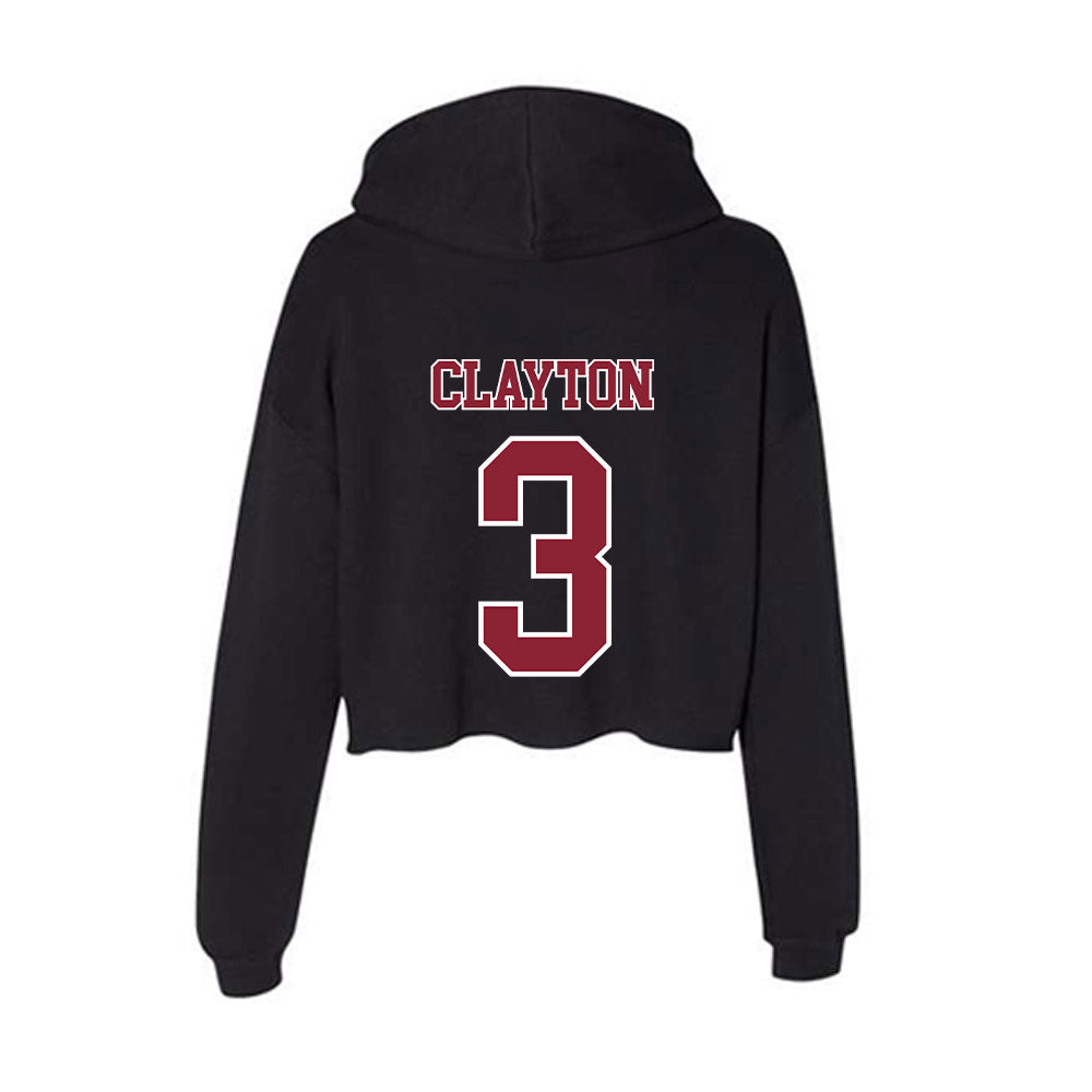 UMass - NCAA Men's Basketball : Jordan Clayton - Women's Crop Fleece Hooded Sweatshirt-1