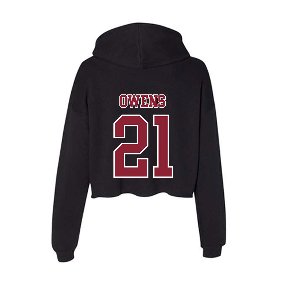UMass - NCAA Football : Malakai Owens - Women's Crop Fleece Hooded Sweatshirt-1