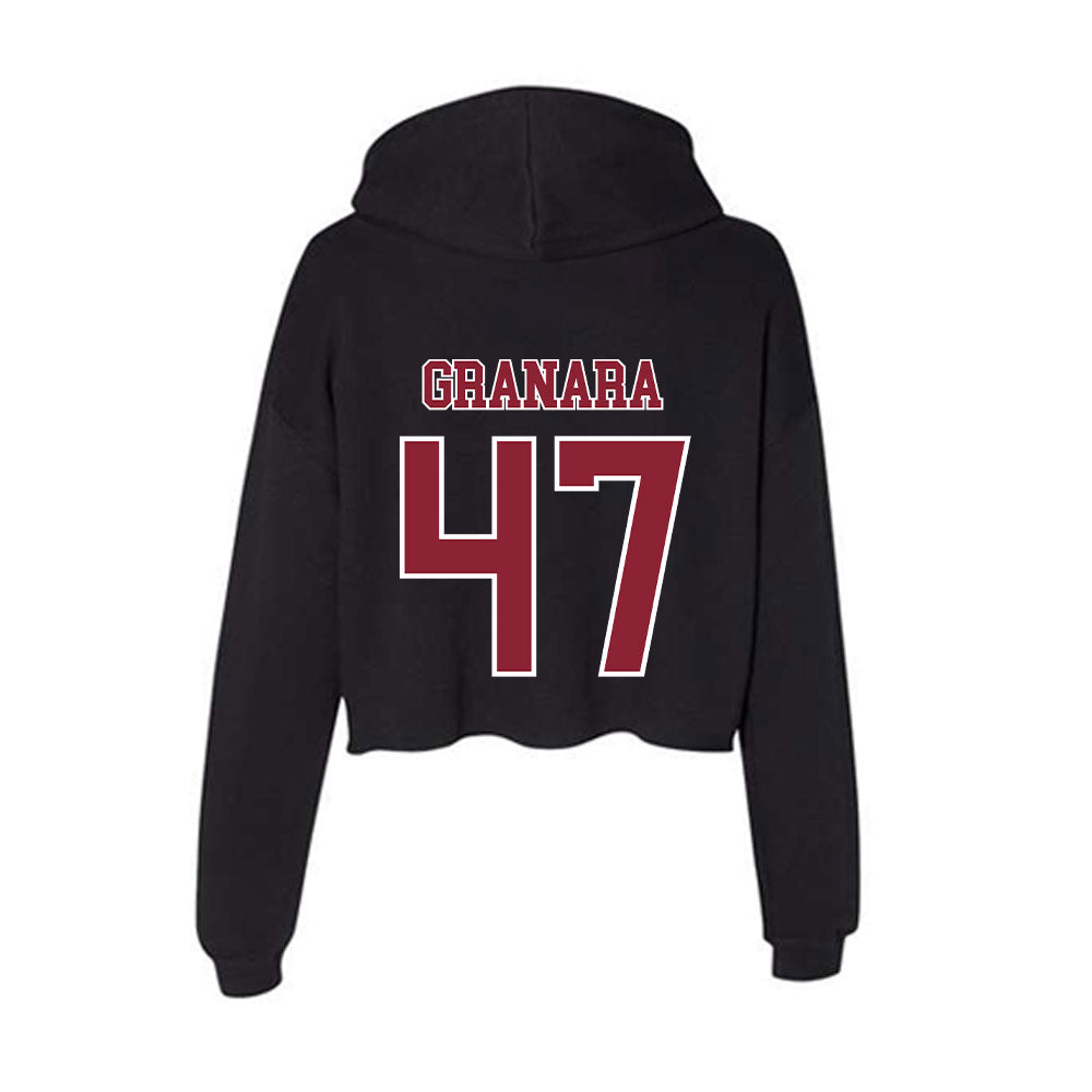 UMass - NCAA Men's Lacrosse : Robbie Granara - Women's Crop Fleece Hoodie-1