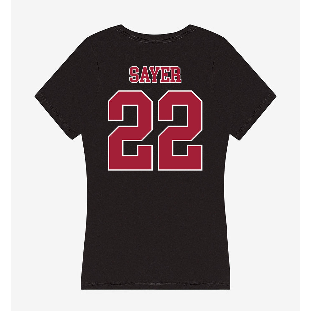 Stanford - NCAA Women's Volleyball : Erika Sayer - Women's V-Neck T-Shirt-1
