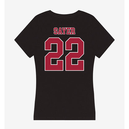 Stanford - NCAA Women's Volleyball : Erika Sayer - Women's V-Neck T-Shirt-1