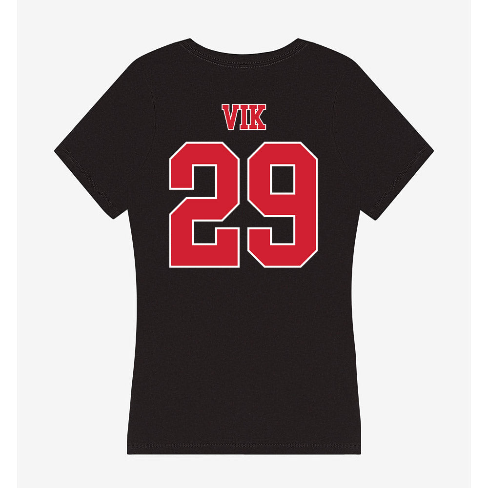 Fairfield - NCAA Men's Soccer : Audun Engen Vik - Women's V-Neck T-Shirt-1