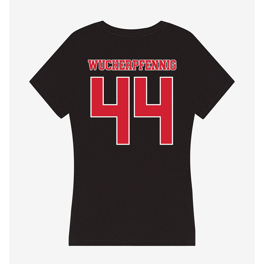 Fairfield - NCAA Men's Basketball : Declan Wucherpfennig - Women's V-Neck T-Shirt-1