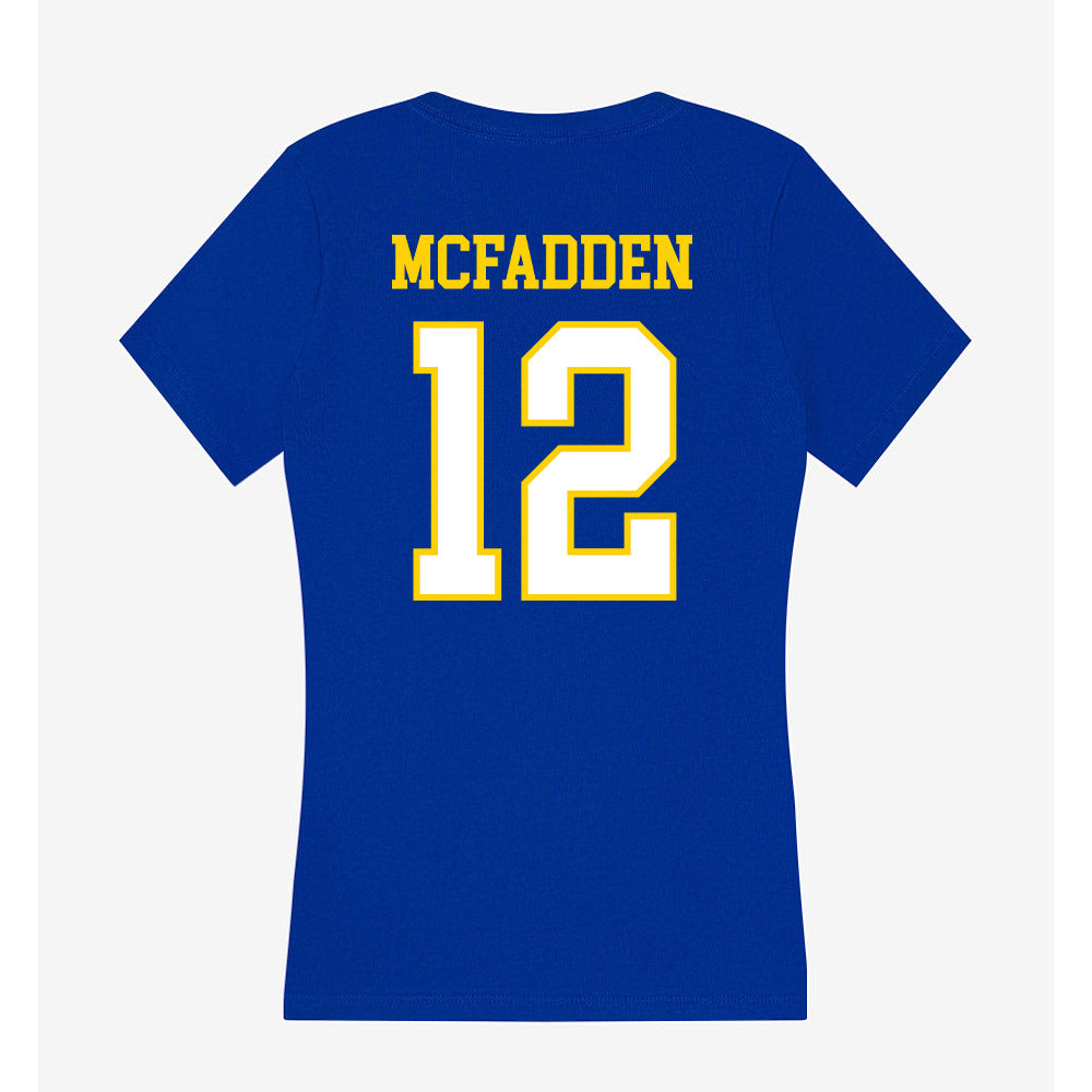 Delaware - NCAA Men's Basketball : Alex McFadden - Women's V-Neck T-Shirt-1