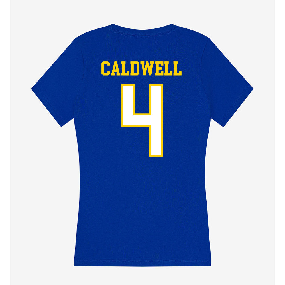 Delaware - NCAA Women's Basketball : London Caldwell - Women's V-Neck T-Shirt-1