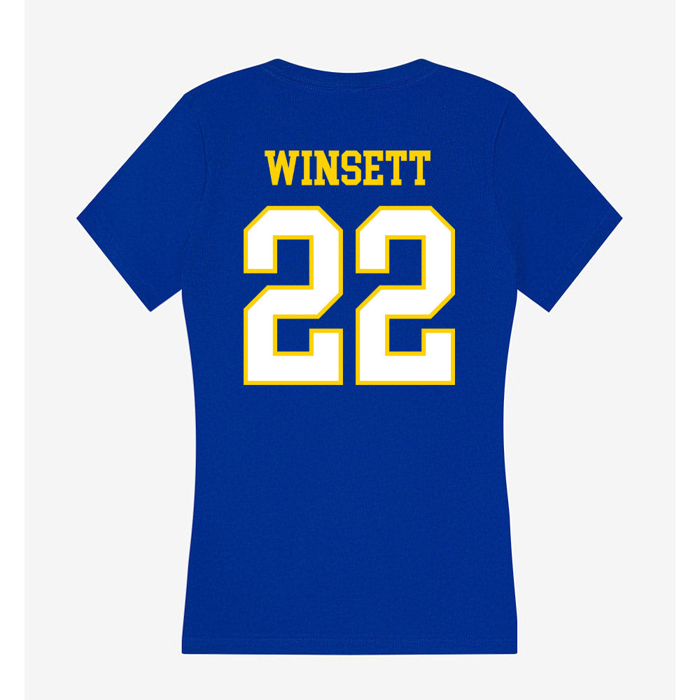 Delaware - NCAA Baseball : Sam Winsett - Women's V-Neck T-Shirt-1