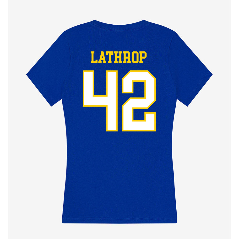 Delaware - NCAA Men's Lacrosse : Keegan Lathrop - Women's V-Neck T-Shirt-1