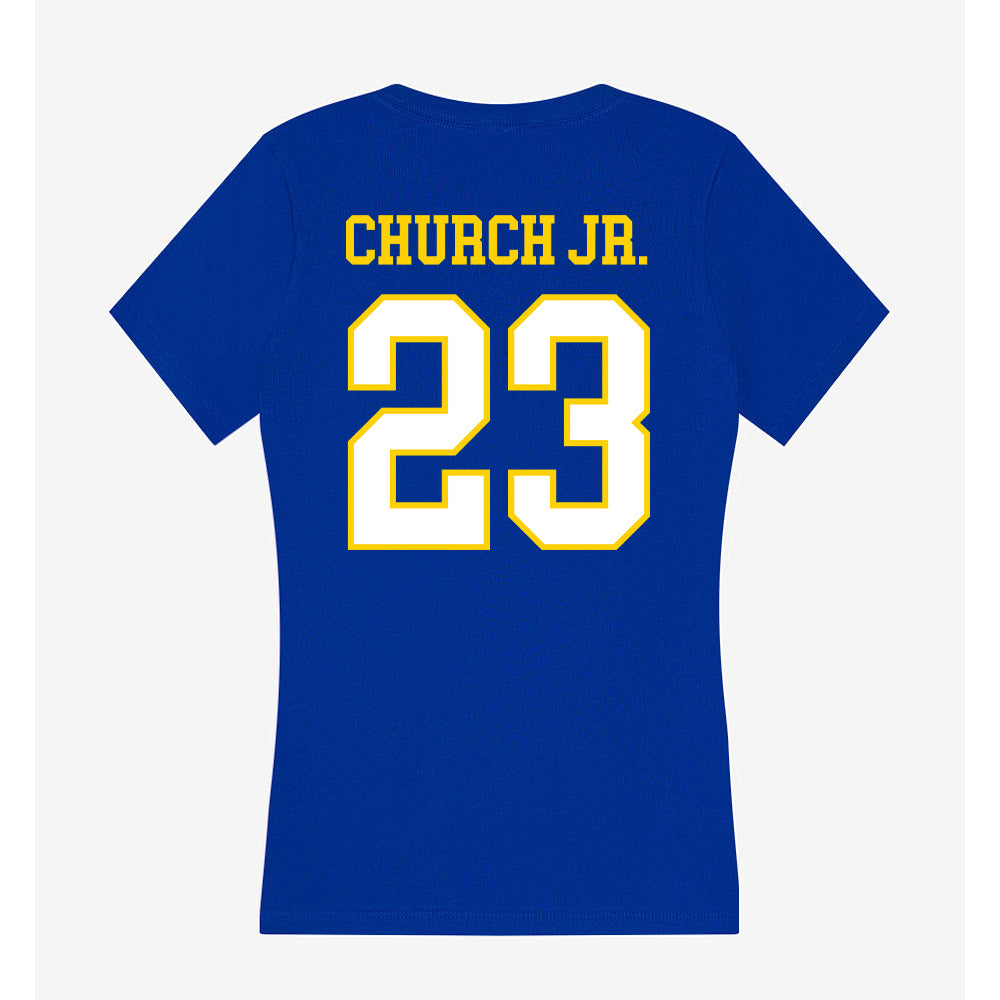 Delaware - NCAA Football : Shawn Church Jr. - Women's V-Neck T-Shirt-1