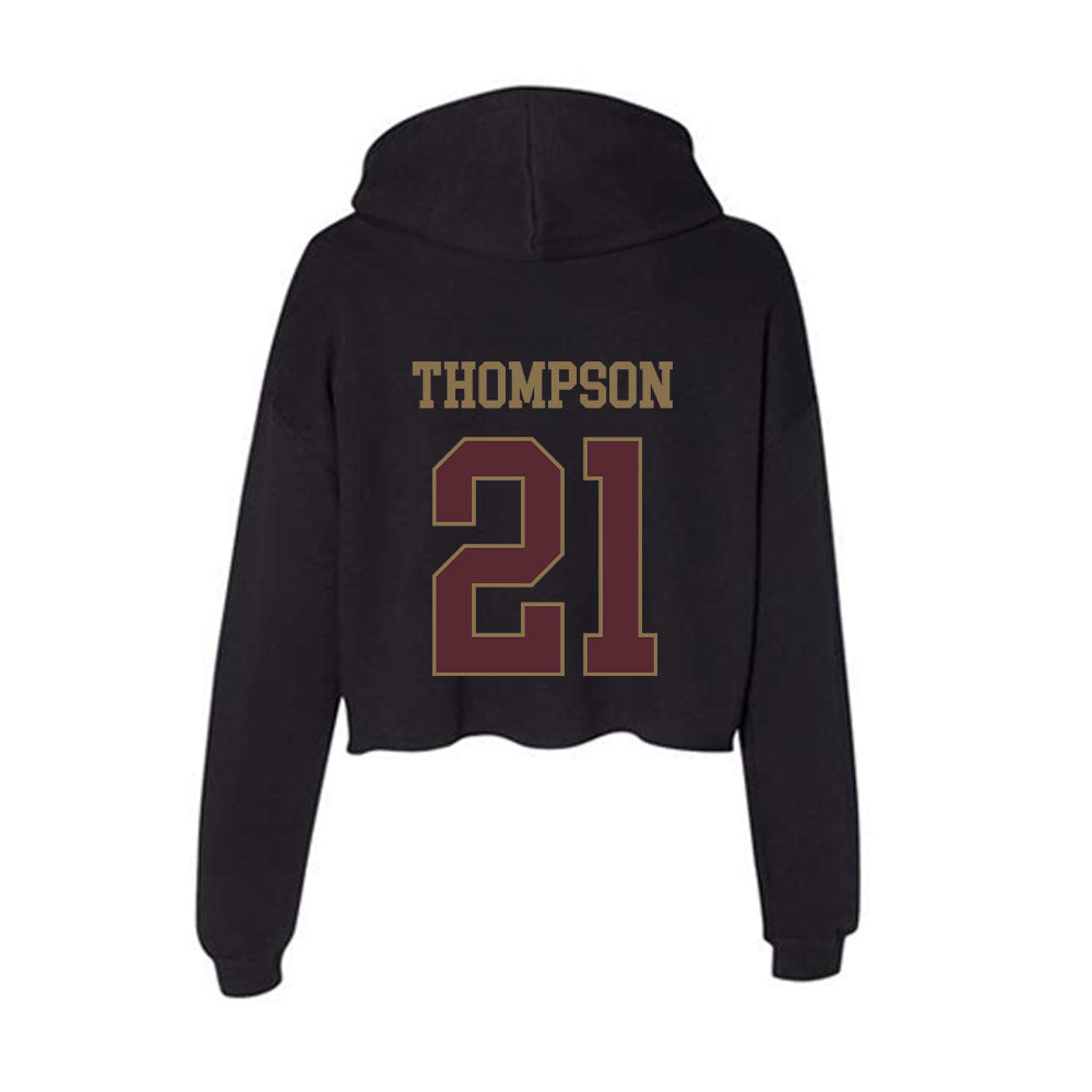 Texas State - NCAA Men's Basketball : Deke Thompson - Women's Crop Fleece Hoodie-1